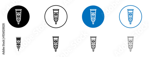 Eye cream icon set in black and blue colors