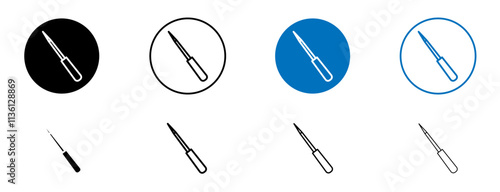 Eyeliner brush icon set in black and blue colors