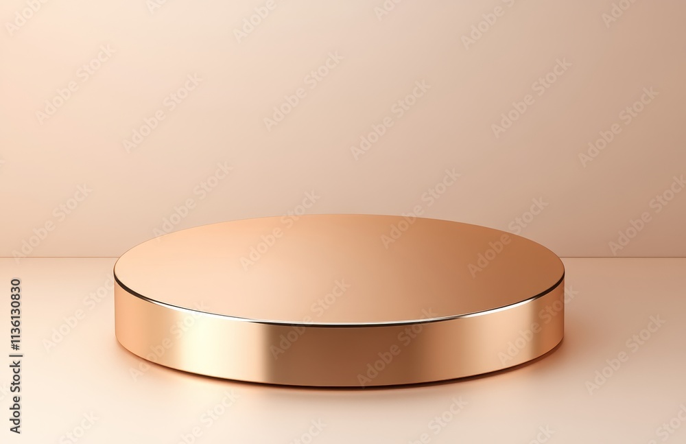 Golden circular podium with linear background, vector presentation, 3D rendering Golden circular podium with linear background, vector presentation, 3D rendering