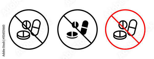 Stop using illegal drugs sign vector set