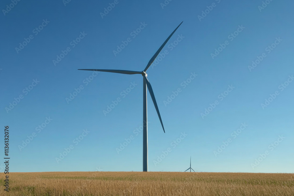 Majestic Wind Turbine in a Golden Wheat Field Majestic Wind Turbine in a Golden Wheat Field