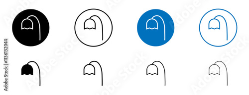 Wilted flower icon set in black and blue colors