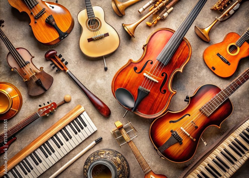 Naklejka premium Flat Lay Photography Musical Instruments