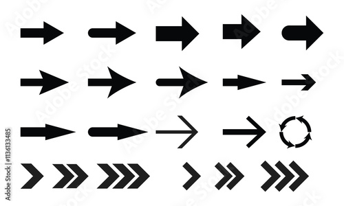 Arrow icon set. Arrows vector collection. Arrow. Black arrows icons. Cursor. Different arrow signs.