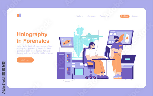 Forensics Technologys. Flat Vector Illustration
