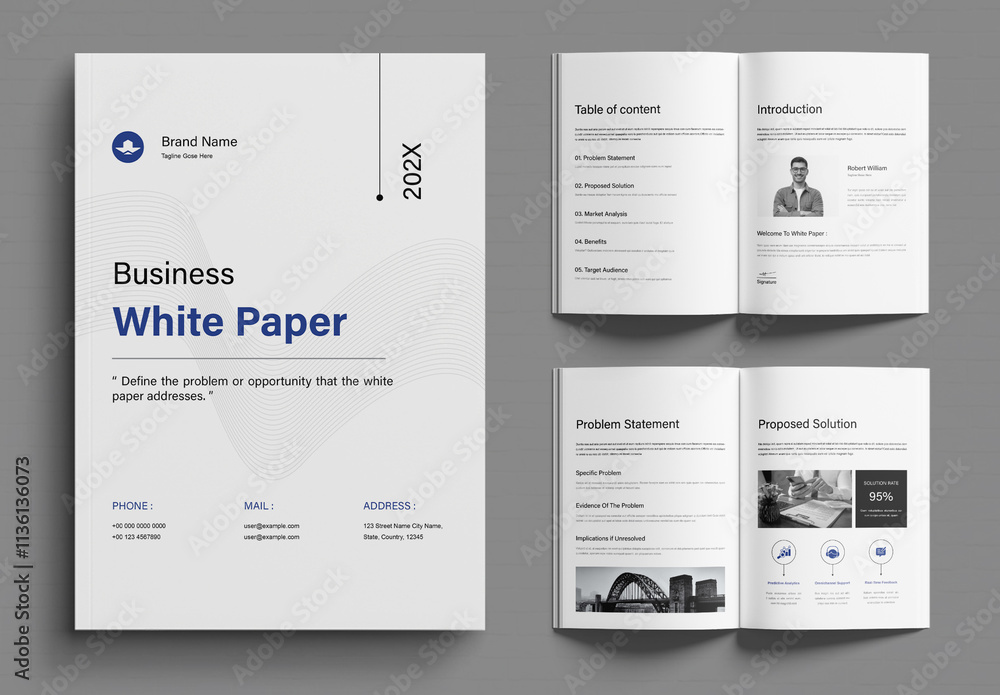 White Paper Layout Examples Business White Paper Layout Stock Template | Adobe Stock