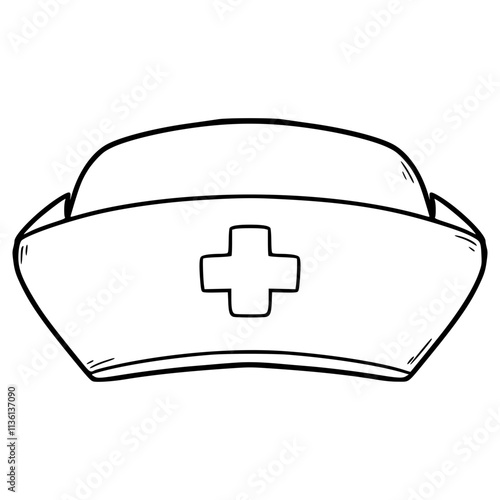nurse hat illustration hand drawn outline vector