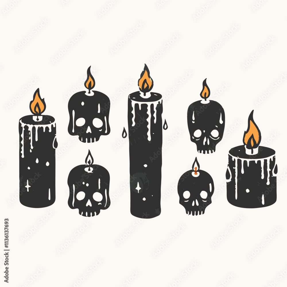 dead elements set including painted and unpainted sugar skulls Vector illustration dead elements set including painted and unpainted sugar skulls Vector illustration