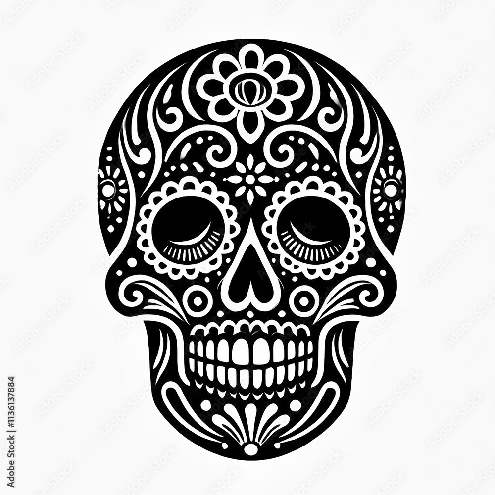 Fototapeta premium Human skull and crossbones decorative on white background