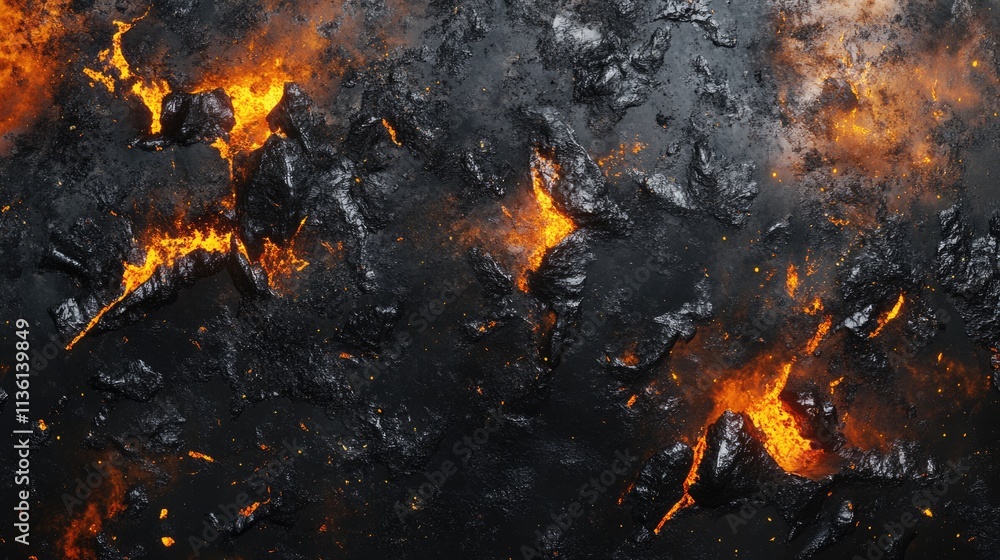 Dramatic Volcanic Landscape: A Bright Eruption Capturing the Apocalyptic Blackened Background Dramatic Volcanic Landscape: A Bright Eruption Capturing the Apocalyptic Blackened Background
