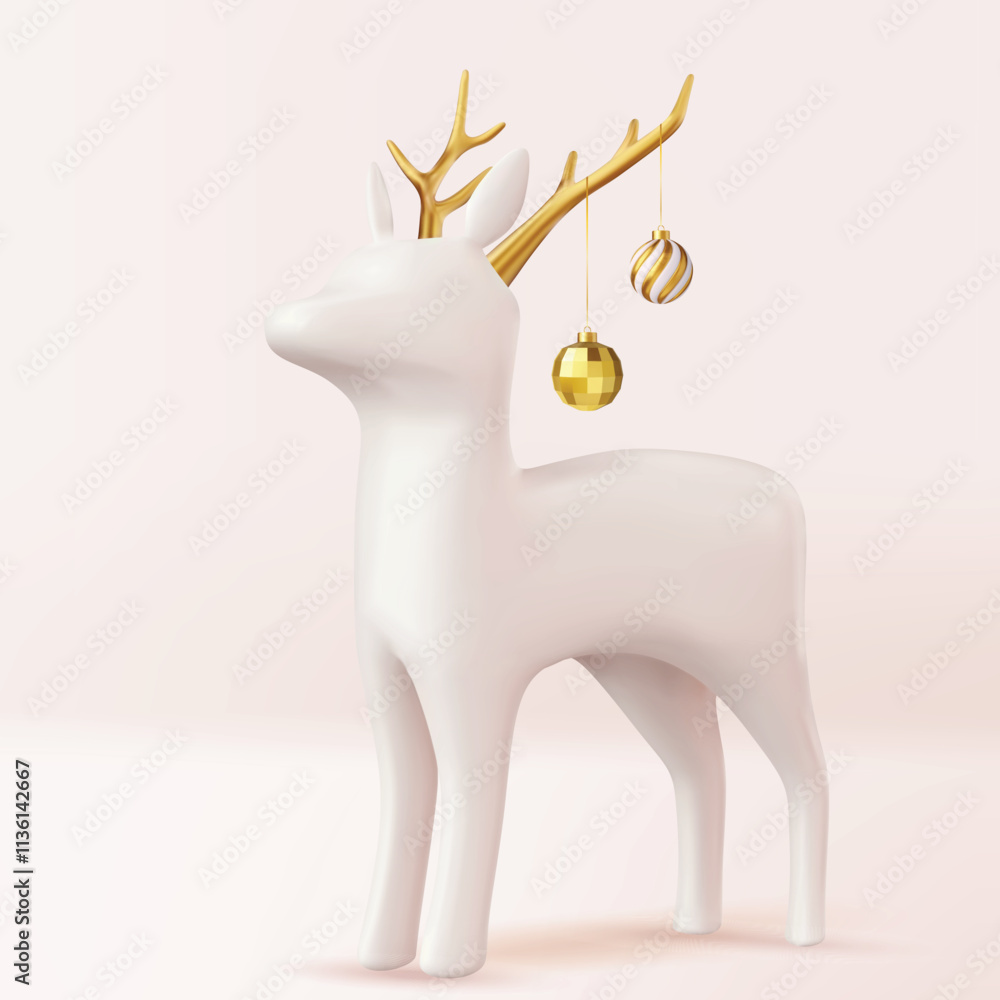 3d vector christmas reindeer on white background 3d vector christmas reindeer on white background