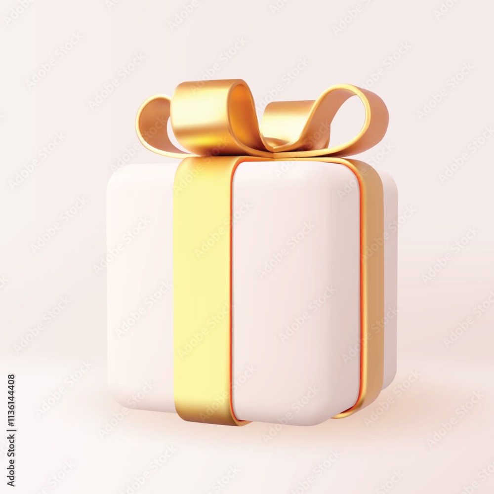 3d vector christmas gift box on white background