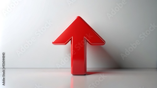 Conceptual Animation of Upward Arrow on White Background with Red Swipe Up Directional Indicator for Digital Interface and User Engagement