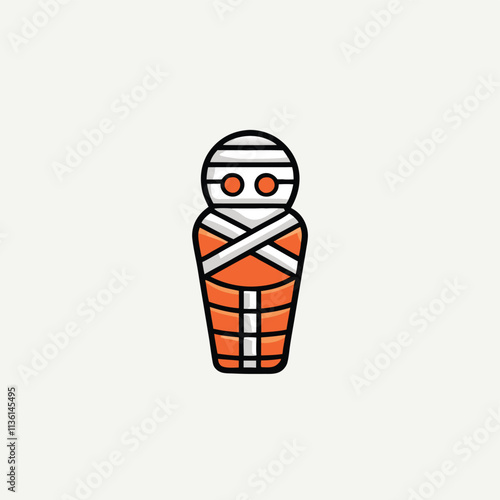 Cute Mummy Walking Cartoon Vector Icon Illustration. Halloween Icon Concept Isolated Premium Vector.