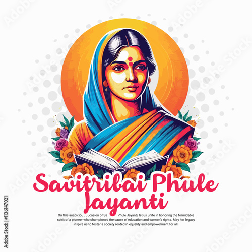 Savitribai Phule Jayanti Celebrating Indias first woman teacher 3rd January social media post banner
 photo