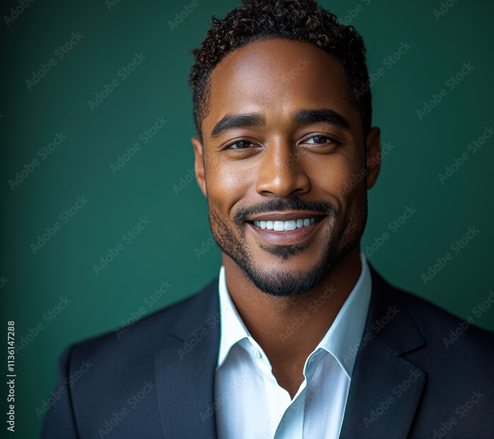 Portrait of a smiling, confident African American businessman in a suit, studio background Portrait of a smiling, confident African American businessman in a suit, studio background