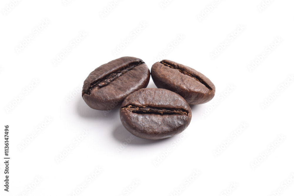 Roasted coffee beans isolated on white background. Roasted coffee beans isolated on white background.