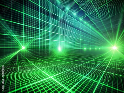 Wallpaper Mural Green Digital Lines and Grid Perspective Technology Abstract Background Concept for Innovative Designs and Visuals in Modern Digital Art and Technology Applications Torontodigital.ca