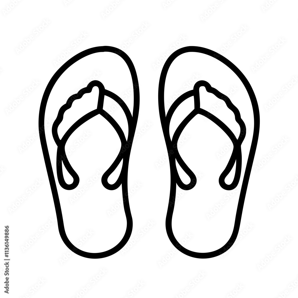 flip flops with seashells icon, flip flop day, line art, flip flop icon - simple black line art icon of flip flops with seashells, symbolizing flip flop day celebrations. flip flop vector art.