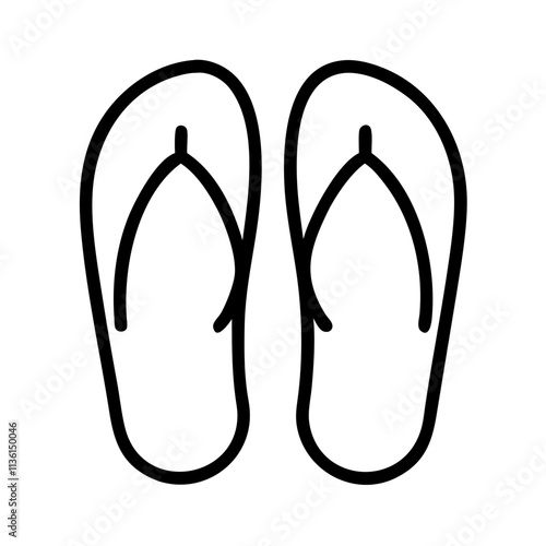 pair of flip flops icon, flip flop day, line art, flip flop icon - simple black line art icon of pair of flip flops, symbolizing flip flop day celebrations. flip flop vector art.