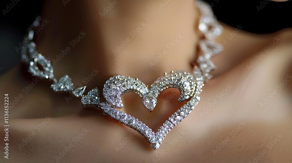 Shaped like hearts jewelry with broken diamond of girl neck Shaped like hearts jewelry with broken diamond of girl neck