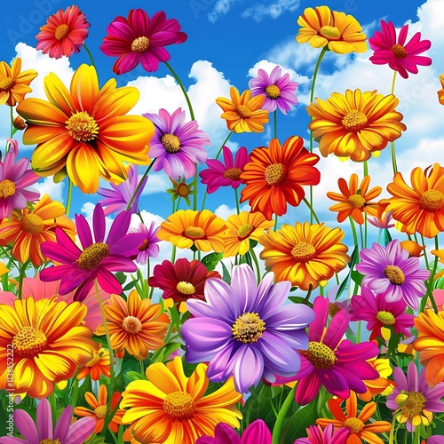 Vibrant flower blooming display garden nature photography bright day close-up beauty in nature