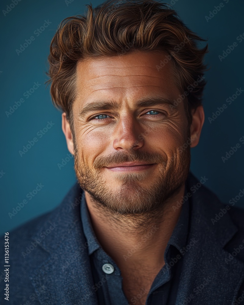 Obraz premium Confident businessman with a suit and a smile in a studio background, He looking at the camera