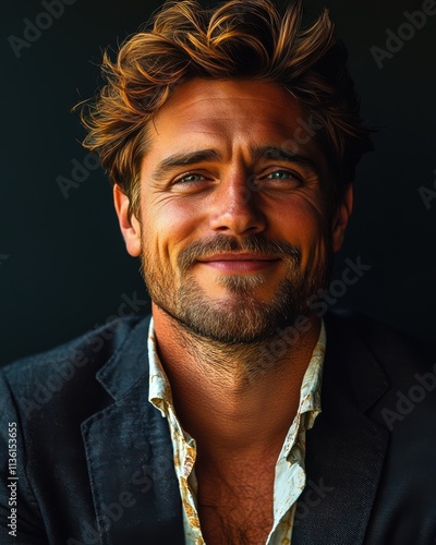 Confident businessman with a suit and a smile in a studio background, He looking at the camera