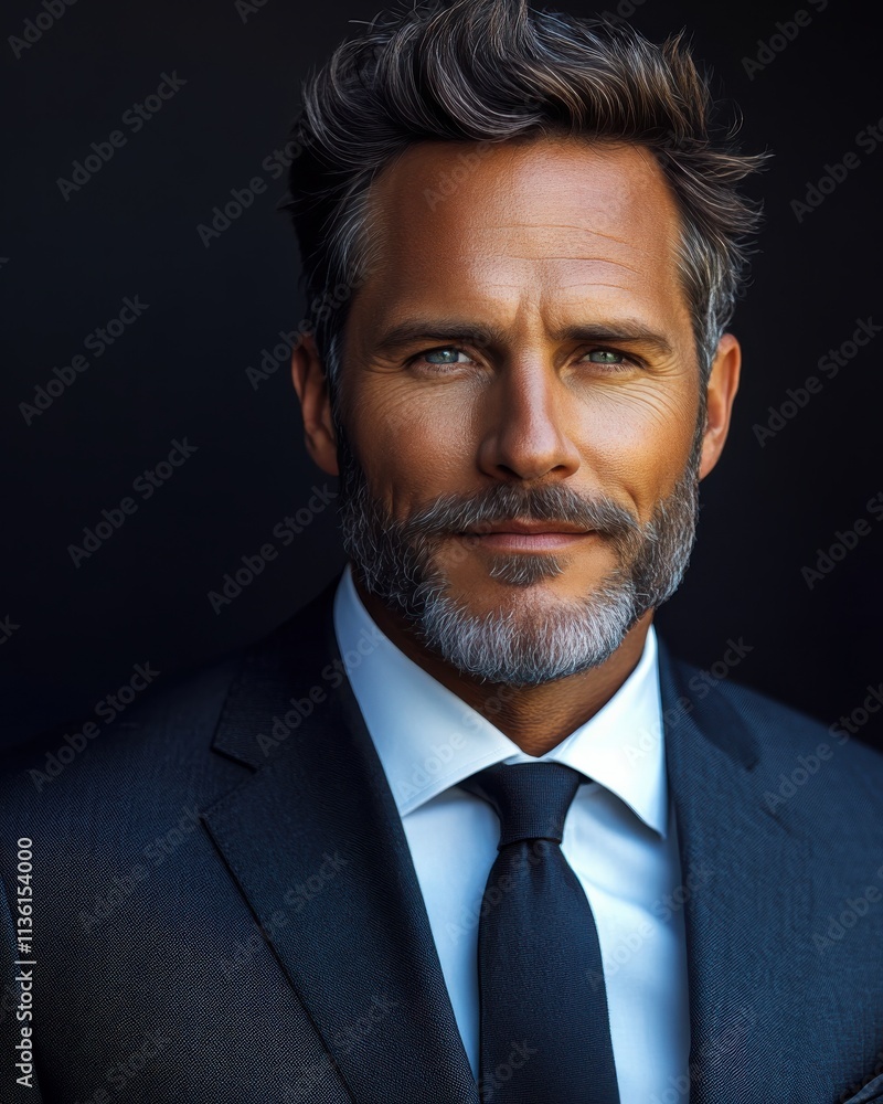 Confident businessman with a suit and a smile in a studio background, He looking at the camera Confident businessman with a suit and a smile in a studio background, He looking at the camera