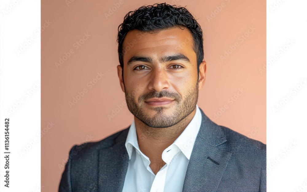 Confident businessman with a suit and a smile in a studio background, He looking at the camera Confident businessman with a suit and a smile in a studio background, He looking at the camera