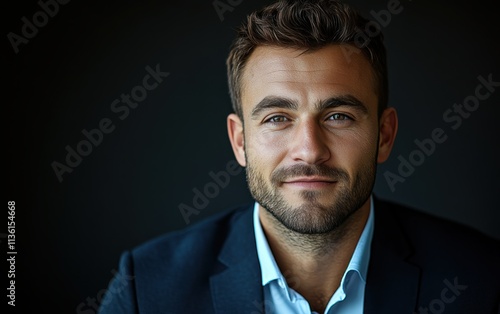 Confident businessman with a suit and a smile in a studio background, He looking at the camera