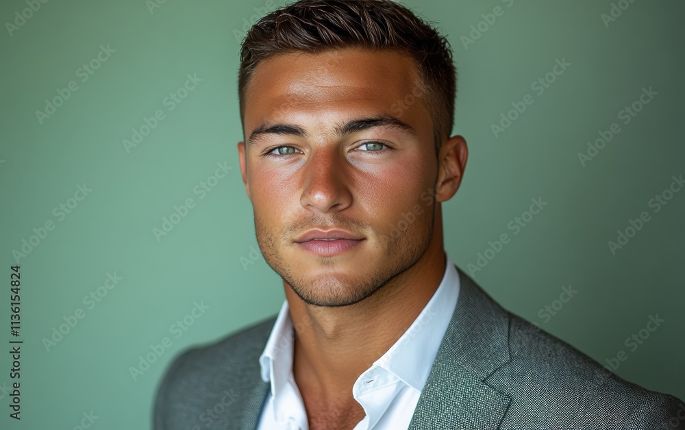 Confident businessman with a suit and a smile in a studio background, He looking at the camera Confident businessman with a suit and a smile in a studio background, He looking at the camera