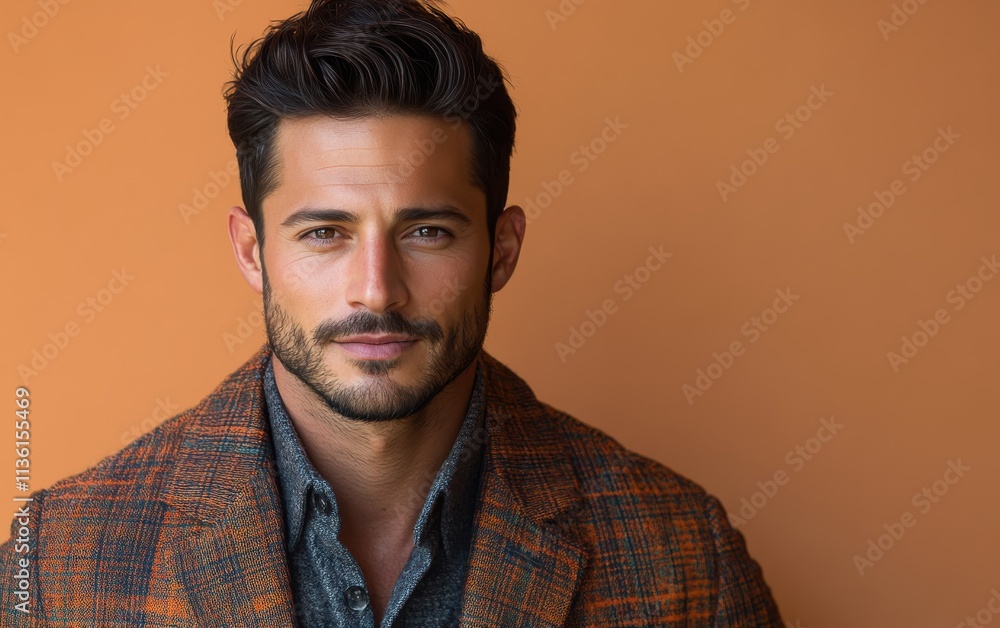 Fototapeta premium Confident businessman with a suit and a smile in a studio background, He looking at the camera