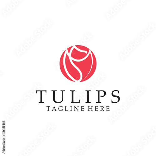 tulips logo vector film icon illustration template design