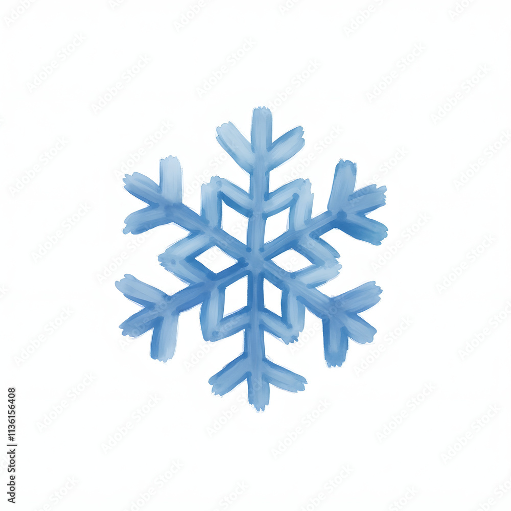 Symmetric Blue Snowflake Illustration with Frosty Winter Theme Symmetric Blue Snowflake Illustration with Frosty Winter Theme