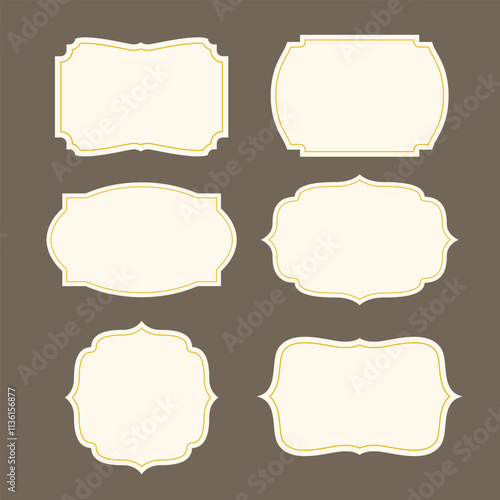 Set of vintage decorative borders cream color background clean simple antique old fashioned borders