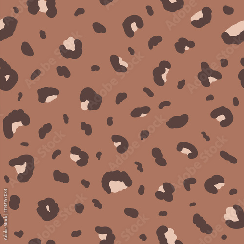 Leopard, cheetah or panther monochrome seamless pattern. Animal print mocha mouse endless background. Wild cat skin texture repeat cover camouflage. Vector hand drawn illustration.