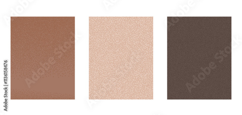 Brown background vertical banner set. Abstract Mocha mousse dotted textured template. Monochrome chocolate backdrop. Minimal modern nude colors. Vector illustration.