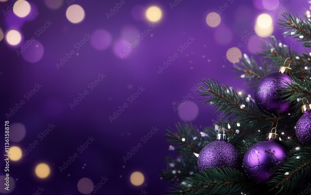 Obraz premium christmas new year purple background
