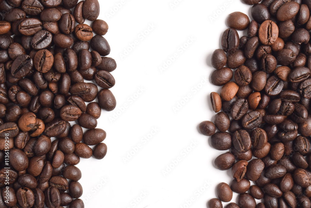 Coffee beans isolated on white background with place for text Coffee beans isolated on white background with place for text