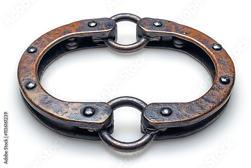 Wallpaper Mural old steel Handcuffs on Isolated wooden Background Torontodigital.ca