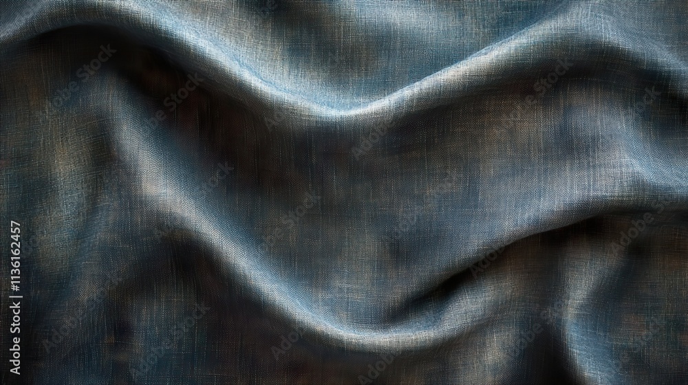 Elegant Draped Linen Fabric Texture: Blue and Grey Hues Elegant Draped Linen Fabric Texture: Blue and Grey Hues