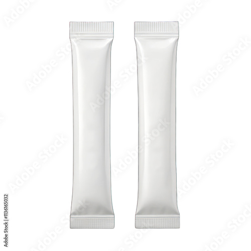 Universal mockups of blank packaging sticks isolated on transparent background