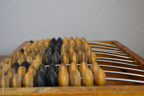 Canvas Print abacus traditional counting tool hand pointing beads wooden early mathematics ar