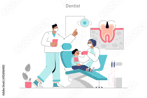 Pediatric Medical Appointment. Flat Vector Illustration