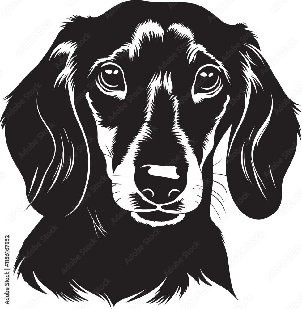 Fototapeta premium Dachshund Silhouette Vector Illustration White Background