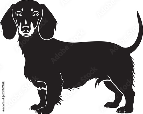 Dachshund Silhouette Vector Illustration White Background