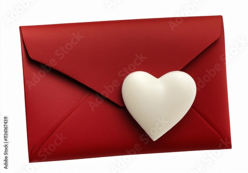 Romantic Red Envelope with White Heart: Valentine's Day Love Letter