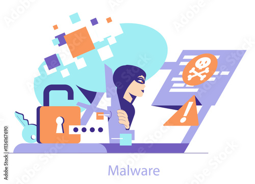 Cybercrime. Flat Vector Illustration