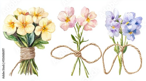 International Flower Day Bouquet Art Beautiful watercolor flower bouquet illustrations.